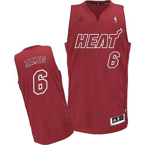  NBA Miami Heat 6 LeBron James Big Color Fashion Swingman Christmas Day Red Jersey